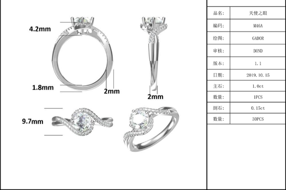 Einfacher frauen-Unendlichkeits-Rundschnitt Moissanite-Band-Torsions-Hochzeits-Verlobungsring der Ankunfts-S925 heller Einstellungs