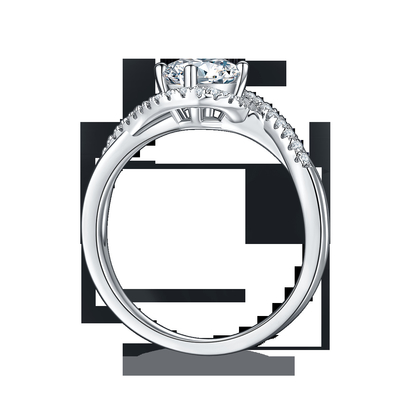 Einfacher frauen-Unendlichkeits-Rundschnitt Moissanite-Band-Torsions-Hochzeits-Verlobungsring der Ankunfts-S925 heller Einstellungs