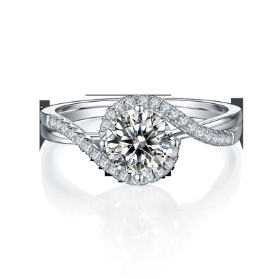 Einfacher frauen-Unendlichkeits-Rundschnitt Moissanite-Band-Torsions-Hochzeits-Verlobungsring der Ankunfts-S925 heller Einstellungs