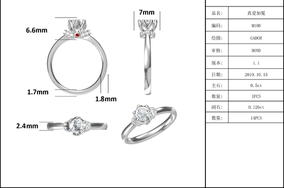 Einzigartiges Blumen-Art-Weißgold überzog Ring Custom Moissanite Ring Engagement-Frauen-Schmuck