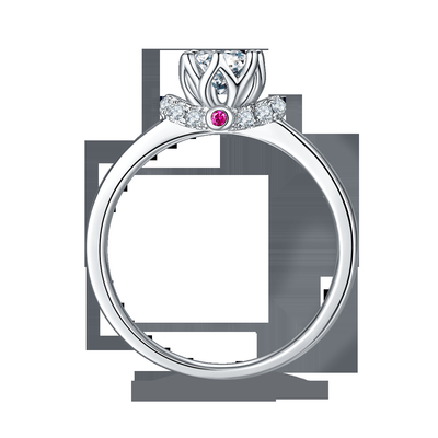 Einzigartiges Blumen-Art-Weißgold überzog Ring Custom Moissanite Ring Engagement-Frauen-Schmuck