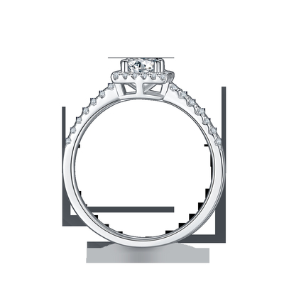 Weiße Herrlichkeits-pflastern kundenspezifische quadratische Entwurf Moissanite-Diamanten Verpflichtung für Frauen schellen