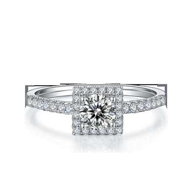Weiße Herrlichkeits-pflastern kundenspezifische quadratische Entwurf Moissanite-Diamanten Verpflichtung für Frauen schellen