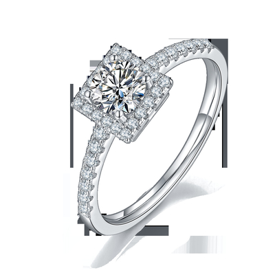 Weiße Herrlichkeits-pflastern kundenspezifische quadratische Entwurf Moissanite-Diamanten Verpflichtung für Frauen schellen