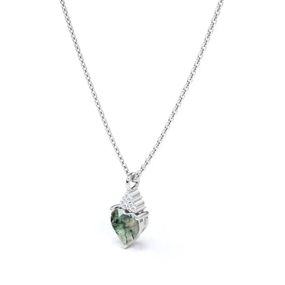 Silberne rohe einfache Grün-Moss Crystal Agate Jewelry Complete Wedding-Halskette der Geldstrafen-925 für Verkauf