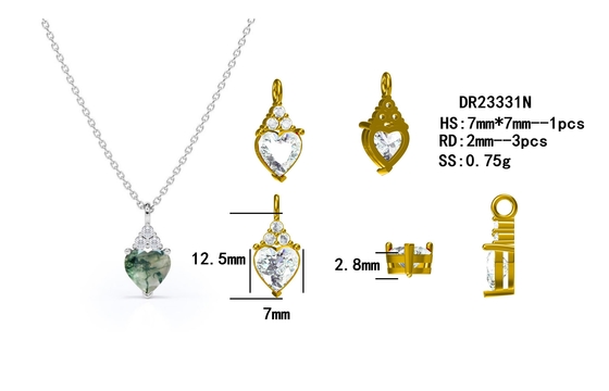 Silberne rohe einfache Grün-Moss Crystal Agate Jewelry Complete Wedding-Halskette der Geldstrafen-925 für Verkauf