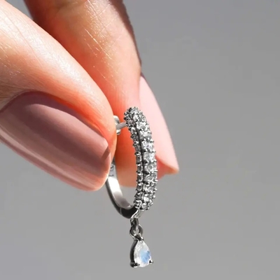 Stangenbrot Rose Gold Plateds 925 Sterling Silver Rainbow Moonstone Earrings schnitt natürlichen Moonstone-Bolzen-Ohrring-Schmuck