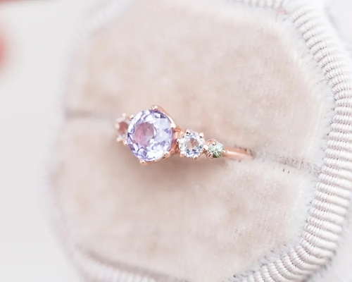 Natürlicher Lavendel-Quarz-Ring, 925 Steinring Sterling Silver Rose Gold Plateds fünf