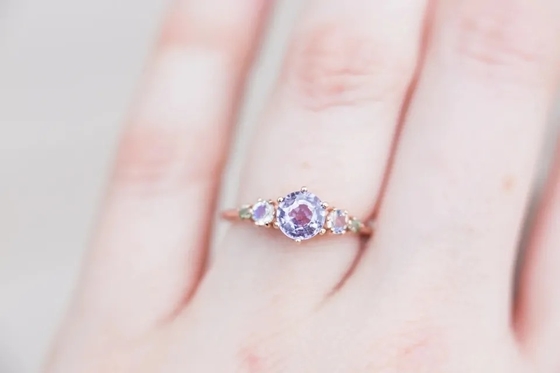 Natürlicher Lavendel-Quarz-Ring, 925 Steinring Sterling Silver Rose Gold Plateds fünf