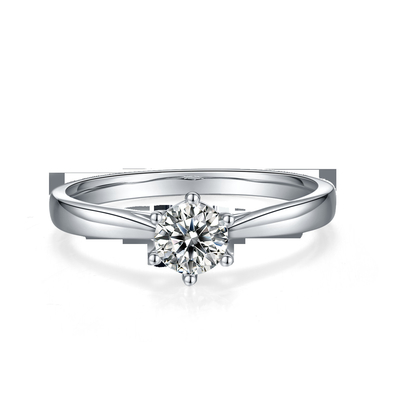Unbedeutendes Heiratssilber Ring Round Cut White Moissanite CZ des schmuck-9K