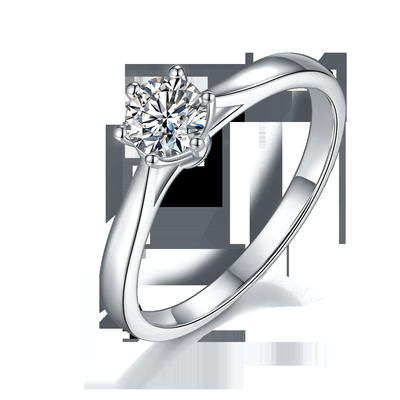 Unbedeutendes Heiratssilber Ring Round Cut White Moissanite CZ des schmuck-9K