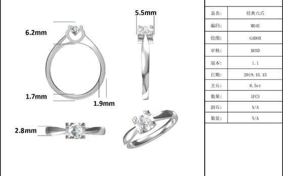 Quadrat weißer silberner Ring Moissanite 9K unbedeutender Heiratsschmuck CZ