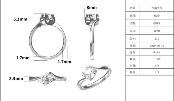 Unbedeutender Heiratsschmuck CZ trapezoider weißer Moissanite 9K silberner Ring RD 4MM