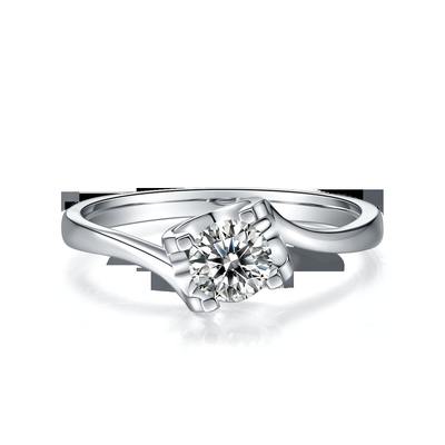 Unbedeutender Heiratsschmuck CZ trapezoider weißer Moissanite 9K silberner Ring RD 4MM
