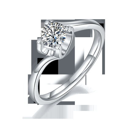 Unbedeutender Heiratsschmuck CZ trapezoider weißer Moissanite 9K silberner Ring RD 4MM