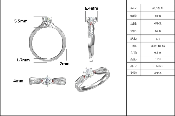 Minimalist entwirft Schmuck des Gold9k, Moissanite 925 silberner Ring Set
