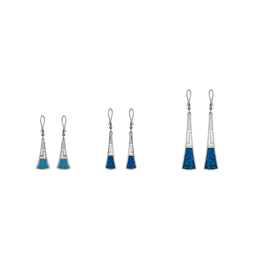 925 mit Windungs-Schlüssel-Ohrringen 925 Sterling Silver Blue Retro Opals griechischen mit Sterling Silver