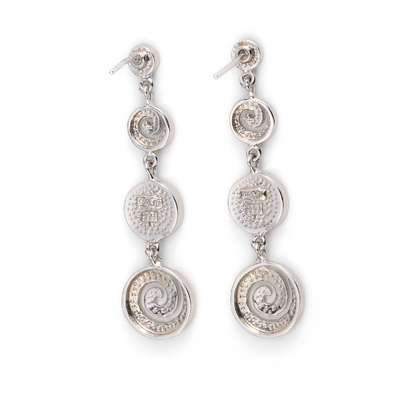 925 mit Sterling Silver Greek blauer SchlüsselOpal Dangle Meander Meandros Earrings für Frauen