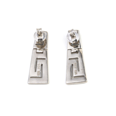 925 mit Sterling Silver Greek-Schlüssel natürlicher blauer Garnet Stud Meander Opal   Ohrringe für Frauen