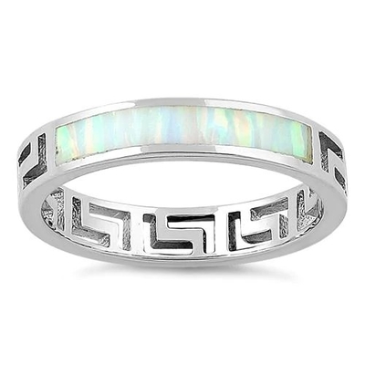 925 mit Muster Sterling Silver Greeks Inifinity   Laboropalband-Ring roher Opal Jewelry
