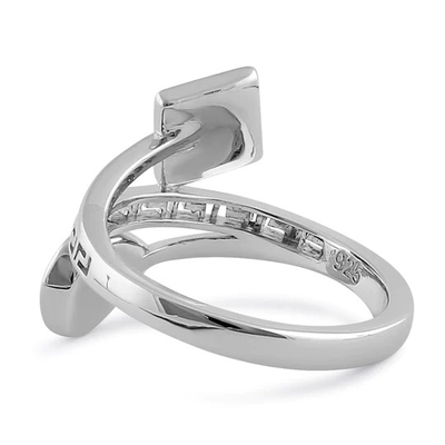 Altgriechischer Windungs-Schlüssel-moderner Wellen-Entwurf blauer Opal Ring For Women Sterling Slivers 925