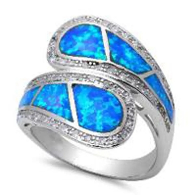 Blauer Sterling Silver Ring Blue Opal-Schmuck Opal Greek Key Design Wraparound-Körper-925 für Männer