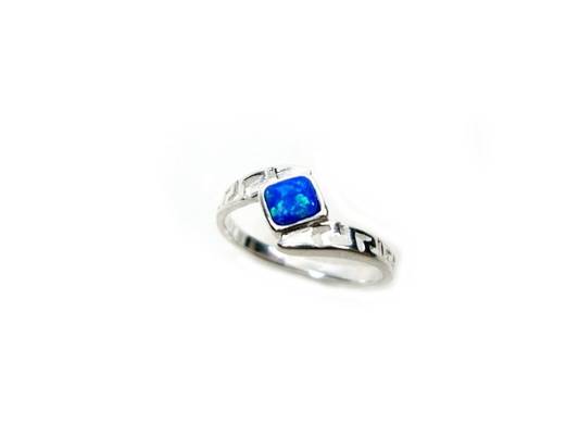 Blauer Schmuck Opal Greek Key Design Wraparounds 925 Sterling Silver Ring Handmade Opal für Frauen