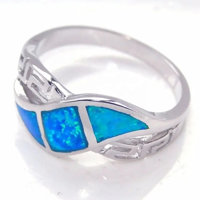 Blauer Schmuck Opal Greek Key Design Wraparounds 925 Sterling Silver Ring Handmade Opal für Frauen