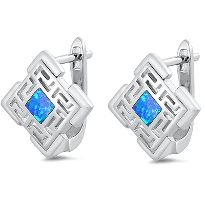 Sterling Silver Blue Opal Greek-Schlüsselentwurfs-Bolzen-Ohrring der Großhandelsschmuck-Kundenbezogenheits-925