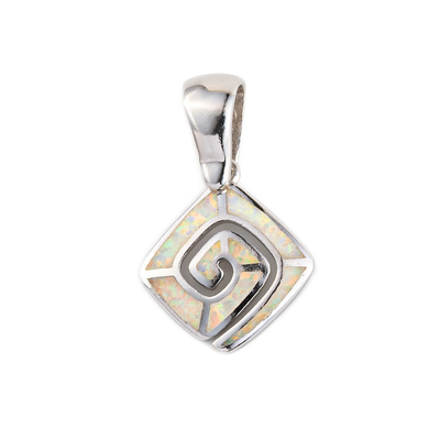 925 Sterling Silver Hawaiian Natural Retro blauer Opal Greek Key Meandros Luxury Anhänger für Frauen