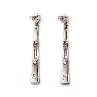 Mit Sterling Blue Opal Dangle Earrings mit griechischen einzigartigen Weinleseentwurf Schlüsselohrringen für Frauen