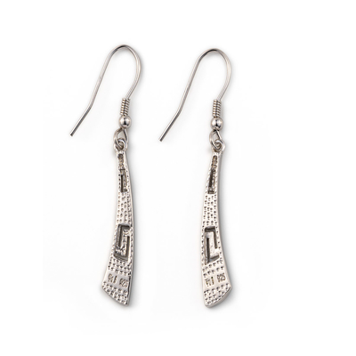 Mit Sterling Blue Opal Dangle Earrings mit griechischen einzigartigen Weinleseentwurf Schlüsselohrringen für Frauen