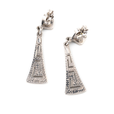 Mit Sterling Blue Opal Dangle Earrings mit griechischen einzigartigen Weinleseentwurf Schlüsselohrringen für Frauen