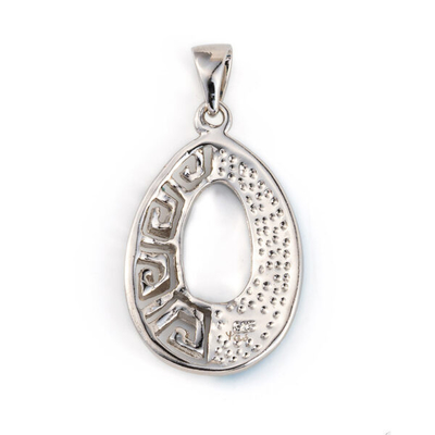 Retrostil-Windungs-griechischer Schlüssel-hängendes blaues Versprechen Opal Sterling Silver