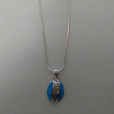 Schlüsselentwurf Meandros Opal Pendant Necklace With 925 Sterling Silver