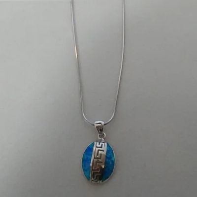 Schlüsselentwurf Meandros Opal Pendant Necklace With 925 Sterling Silver