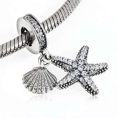 925 Sterling Silver Fish Charm Dangle-Perlen für Armbänder u. Halsketten