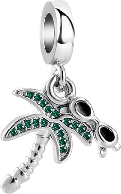 Chili Jewelry Coconut Palm Tree mit Sonnenbrille-Feiertags-Strand bezaubern kompatibles mit Pandora Charms Bracelets