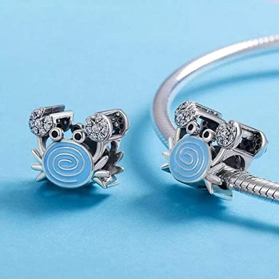 Blaues Meerjungfrau-Endstück u. Shell Pearl Charm 925 Sterling Silver Ocean Charm Beads für Armband u. Halskette