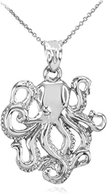 Polierte 925 Sterling Silver Octopus Sea Life hängende Halskette