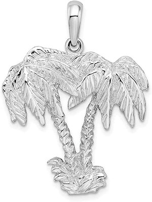 Liebes-Tiercharme-Familien-Geburtstag mit Sterling Silver Polished Palm Tree-Anhänger