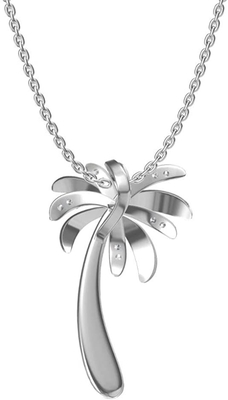 Silbernes Lächeln - fester Sterling Silver Beautiful Tropical Palm-Baum-hängende Halskette, mit Kette des Anker-17.5inch für Frauen