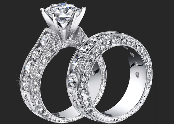 Diamond Engagement Wedding Rings Handhabung am Boden VS1 GIA Certification der Runden-14K