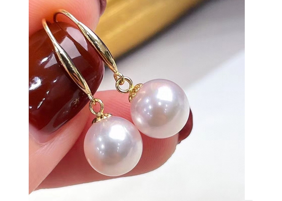 Soem-Runden-Perlen-Ohrring, klassische Perle baumeln Ohrringe für die Heirat von 9-9.5MM Maß