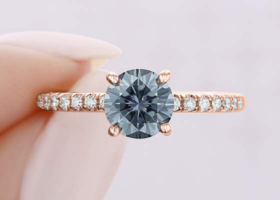 Maß Gold9k materielles Labor gewachsenes Moissanite Ring Silver Grey Color 1ct 5pcs