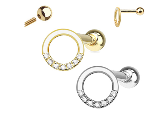 Gold Diamond Cartilage Earrings, durchbohrendes Ohrringe Soem 0.126ct 14k des Schnecken 14pcs
