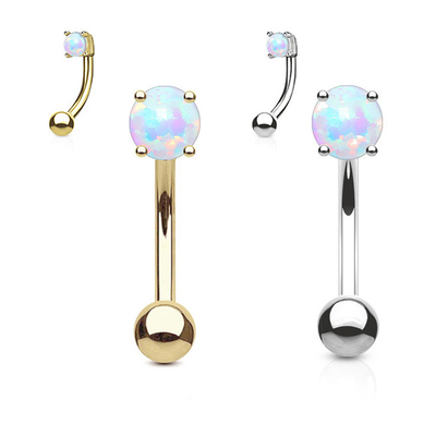 Goldnasen-Bolzen 25mm Längen-18k, Soem-Nasen-Ring Piercing With White Fir-Opal