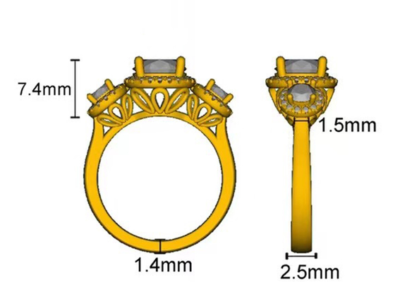 Stein-Diamond Engagement Ring Prong Setting Art RD7MM des Halo-2.1ct 3