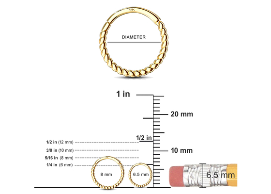 Verdrehter Goldnasen-Ring 18G, Nasenpiercing Clicker des Seil-14k für Geschenk