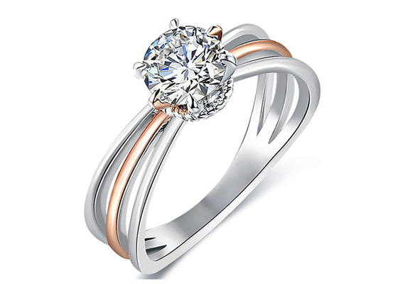 2 Tonfarbe-9K silberner Ring mit weißem Moissanite Diamanten 1ct
